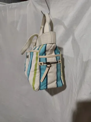 Bolso Tote Lona Rayas Azul Blanco