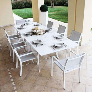 Tavolo da Giardino Estensibile in Alluminio Bianco