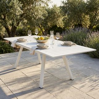 Tavolo da Giardino Estensibile in Alluminio Bianco