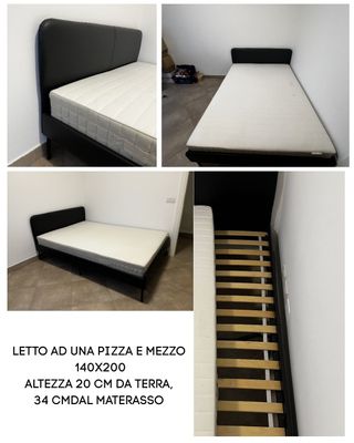 Letto 1 piazza e mezzo nero 140x200