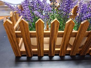 Staccionata in legno con 3 piantine