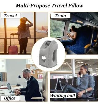 Almohada Hinchable Viaje Gris