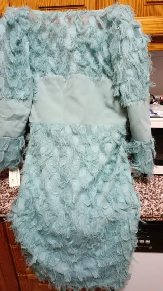 Vestido cóctel evento teal