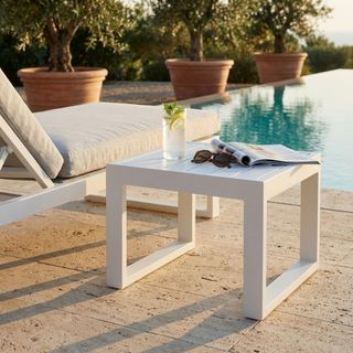 Tavolino Moderno in Alluminio Bianco da Esterno