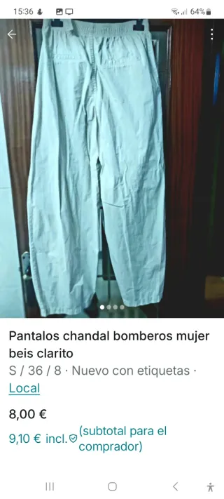 Pantalón chándal bomber mujer beige S/36/8
