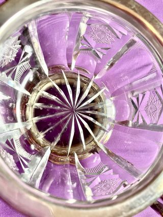 Azucarero francés de cristal tallado finales S XIX