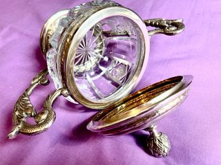 Azucarero francés de cristal tallado finales S XIX