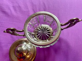 Azucarero francés de cristal tallado finales S XIX