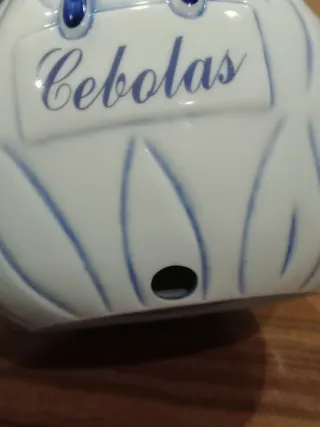 Pote Cerâmica Cebolas Azul e Branco