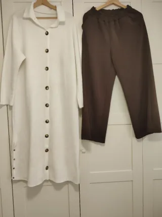 Conjunto Ropa Mujer Blanco y Marrón