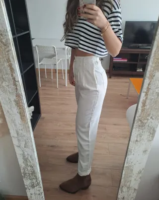 Pantalón lino Zara blanco