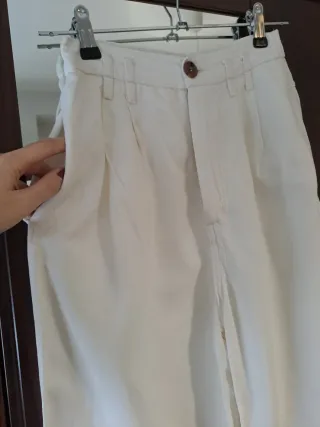 Pantalón lino Zara blanco