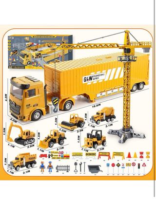 Juego Construcción Camión Grúa y Vehículos