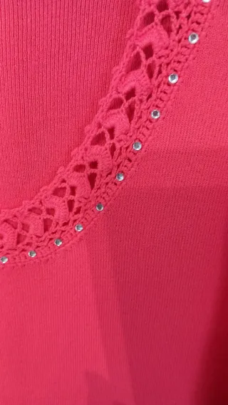 Maglia viscosa corallo con perline