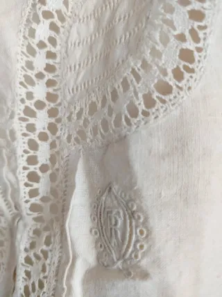 Camisón Lino Antiguo Bordado Mano SIN ESTRENAR