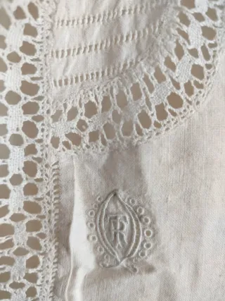 Camisón Lino Antiguo Bordado Mano SIN ESTRENAR