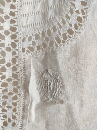 Camisón Lino Antiguo Bordado Mano SIN ESTRENAR