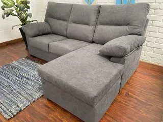 SOFA CHAISE LONGUE GRIS TELA