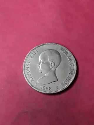 5 PESETAS PLATA 1888 ALFONSO XIII
