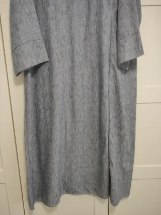 Vestido largo azul y gris