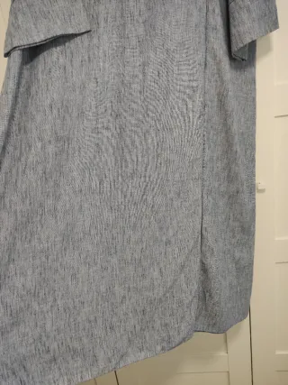 Vestido largo azul y gris