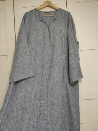 Vestido largo azul y gris