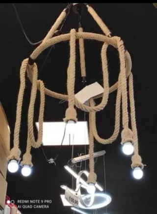 Lampadario in corda stile rustico