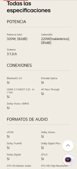 Barra de Sonido LG QP5 Negra