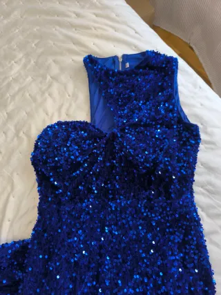 Vestido largo lentejuelas azul