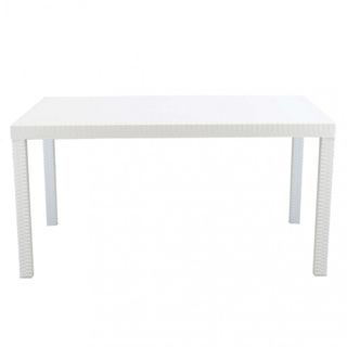 Tavolo da Esterno in Similrattan Bianco 6 Persone