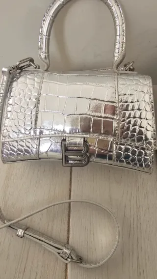 Borsa Balenciaga Argento Effetto Coccodrillo