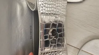 Borsa Balenciaga Argento Effetto Coccodrillo