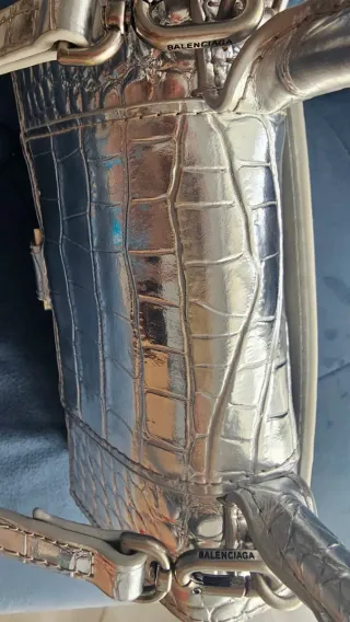 Borsa Balenciaga Argento Effetto Coccodrillo