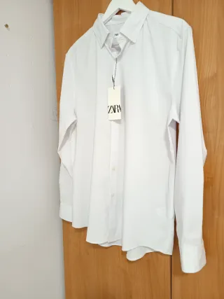 Camisa Zara Blanca Talla L Hombre