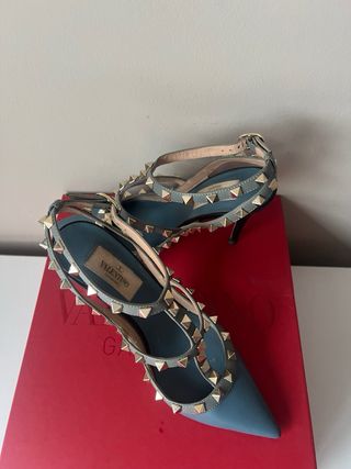 Zapatos tacón Valentino Rockstud Azul grisáceo