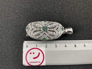 colgante oro 18k con diamante,esmeralda