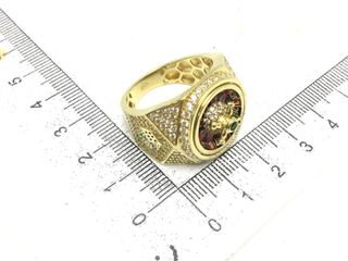 sello oro 18k con piedra con circonita