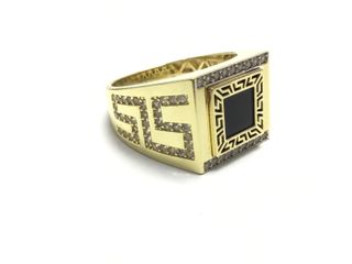 sello oro 18k con piedra con circonita