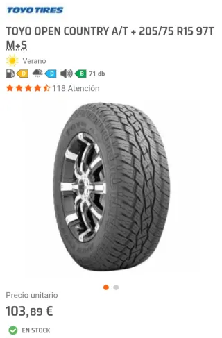 Neumáticos Toyo OpenCountry A/T vitara 205 75 r15