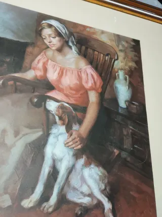 Marco decorativo mujer con perros