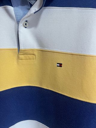 Polo Azul Amarillo Blanco Tommy Hilfiger Rayas M