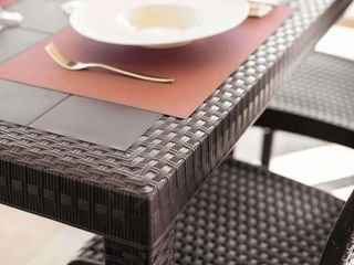 Tavolo da Esterno Quadrato in Similrattan Marrone