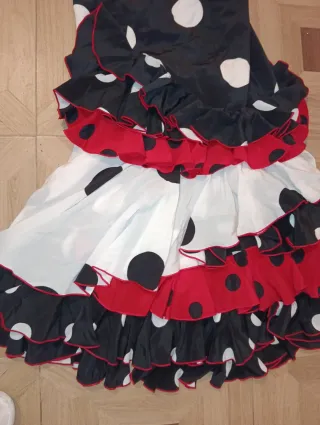Traje Flamenca Negro Lunares Blancos