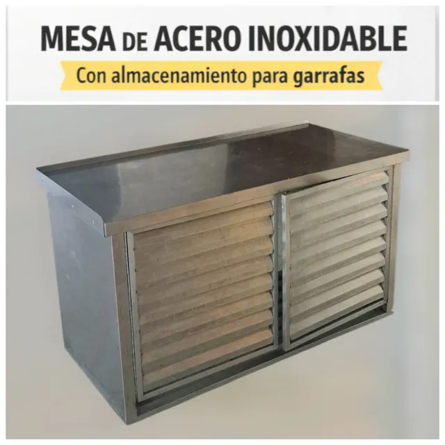 Mesa acero inoxidable con armario