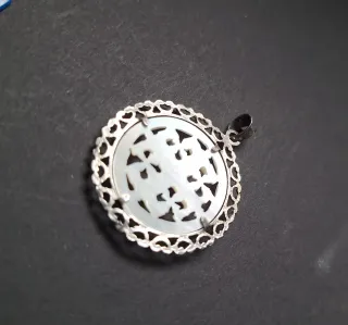 Colgante Vintage Cruz Jerusalén Plata Nácar