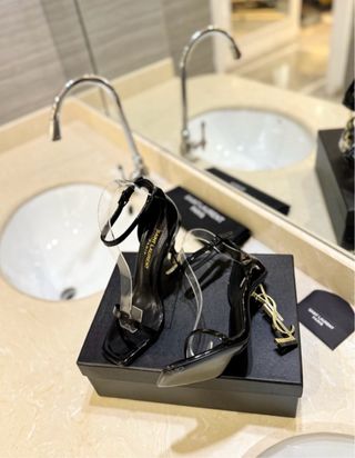 Saint Laurent tacchi neri oro nuovi