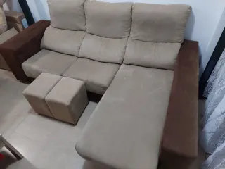 Sofá cama modular beige y marrón