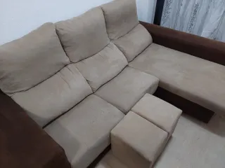Sofá cama modular beige y marrón