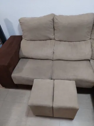 Sofá cama modular beige y marrón