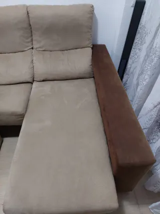 Sofá cama modular beige y marrón